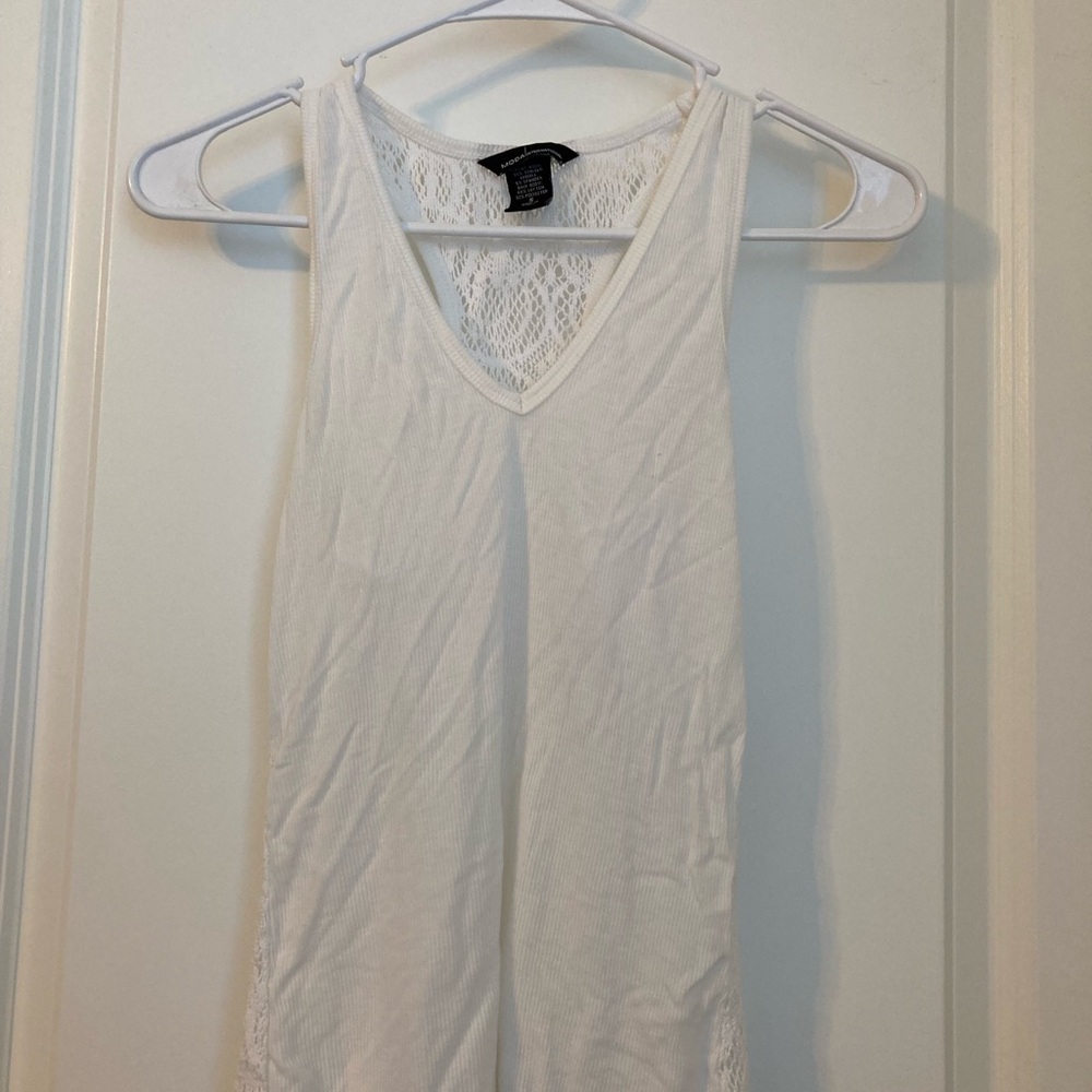 White Lace Trim Tank Top